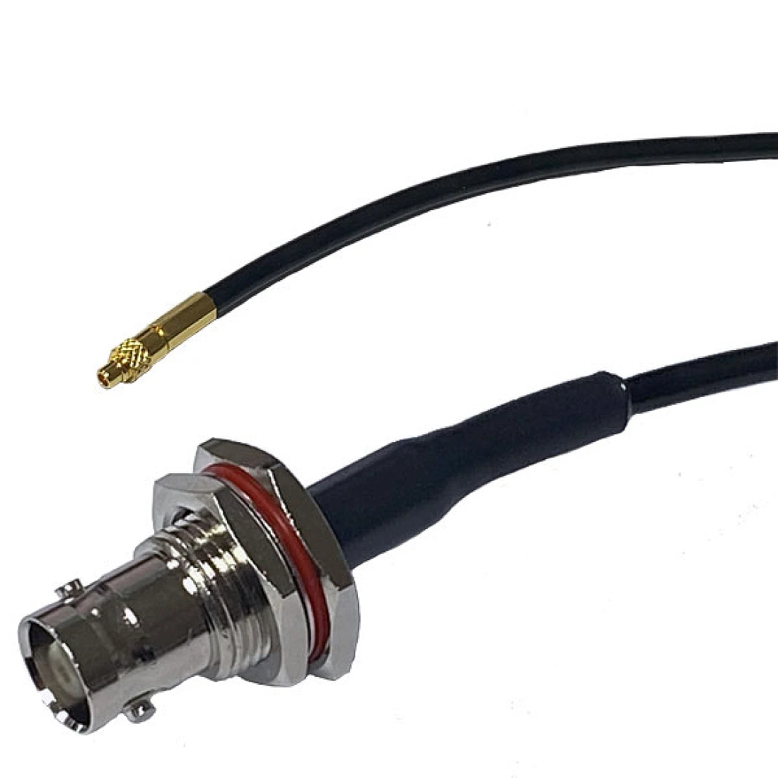 BNC BULKHEAD JACK TO MMCX PLUG CABLE ASSEMBLY LLA100 0.5 METRE