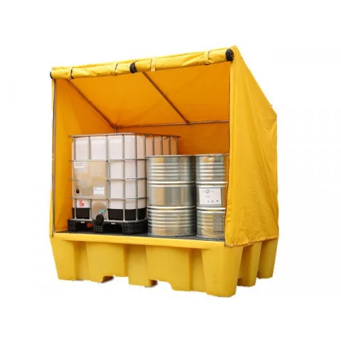 Double IBC Spill Pallet with Framed Cover
