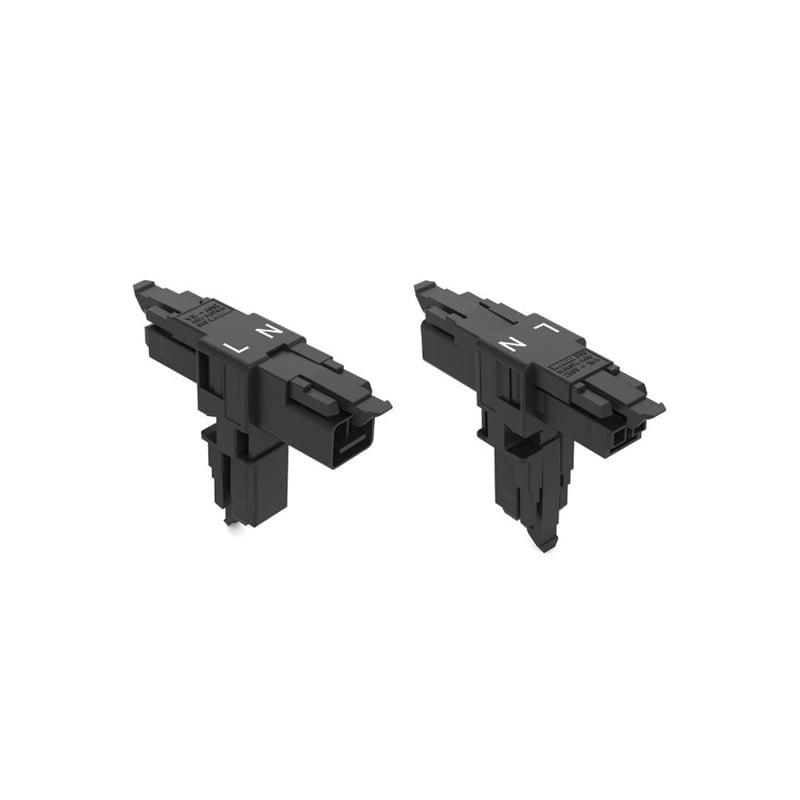 Wago Winsta T-Distribution Connector 1 X Plug / 2 X Socket 2 Pole Black (Pack of 25)