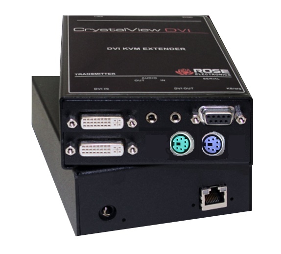 CRK-2DTXPD1D - Rose - CrystalView Dual Access DVI CATx KVM Extender &#64; 60Hz Extends Cat5/Cat5e/Cat6, Single Video, PS/2