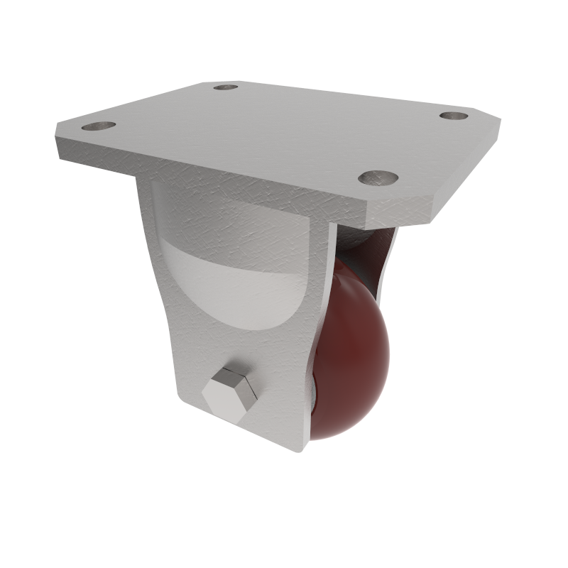 Ergonomic Polyurethane Plate Fixed Castor 100mm 350kg Load