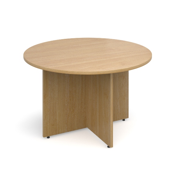 Arrowhead Leg Circular Meeting Table Bundle 4 People - Oak