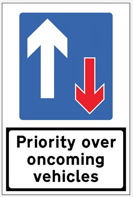 Priority over Oncoming Traffic reflective fold up sign 900x600mm