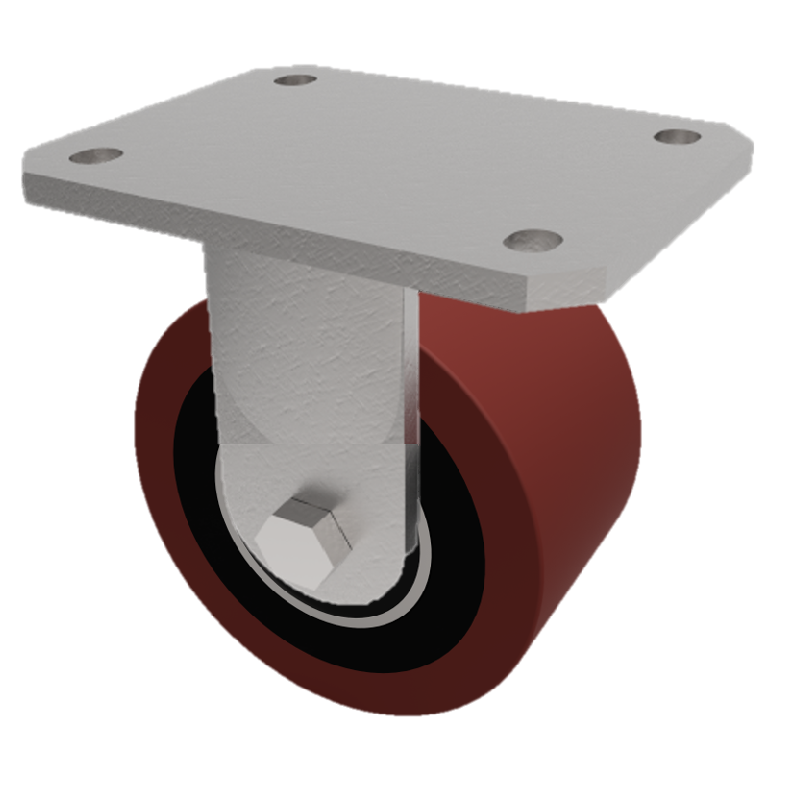 Polyurethane Cast Iron Plate Fixed Castor 82mm 700kg Load