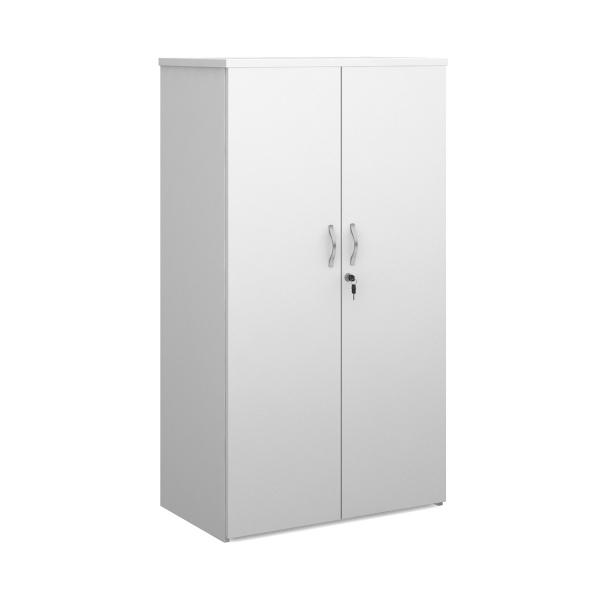 Duo Double Door Cupboard with 3 Shelves - White