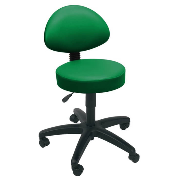 Gas Lift Examination Stool with Back Rest - Green