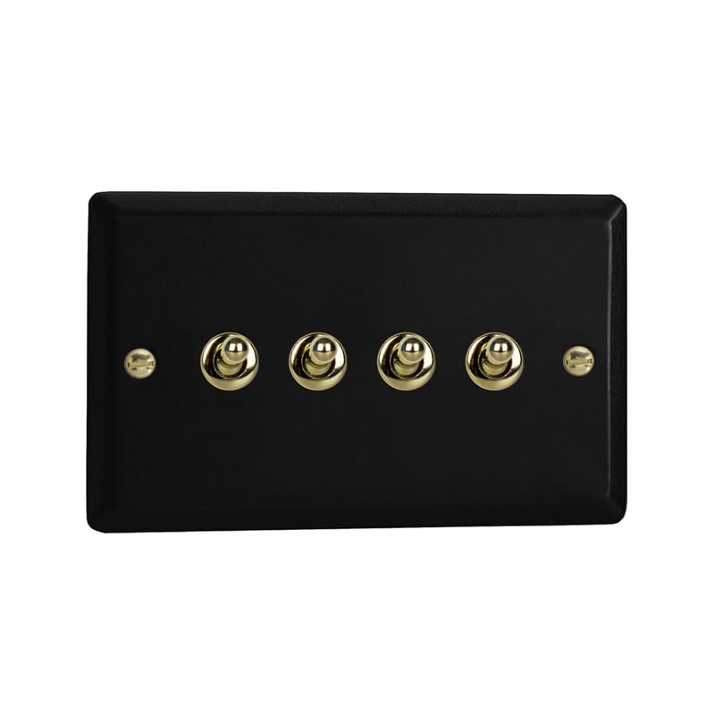 Varilight Vogue 4G 10A 1 and 2 Way Toggle Switch Matt Black (Twin Plate)