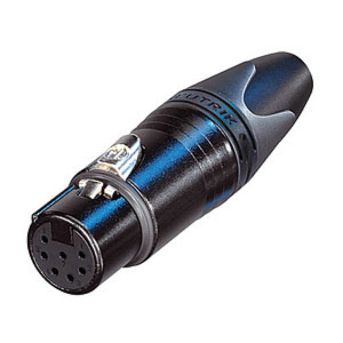 XLR Connector Neutrik 7 pole female cable connector, black metal housing and gold contacts.