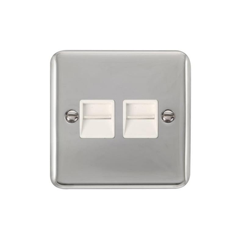 Click Deco Plus Twin Telephone Outlet (Master) Polished Chrome White Inserts