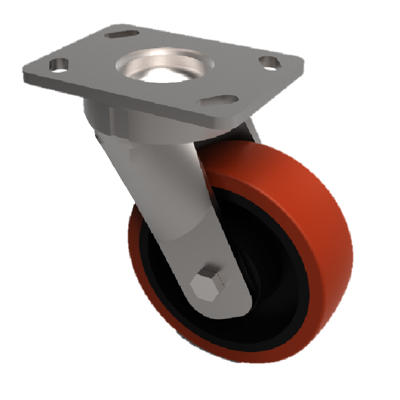 Polyurethane Cast Iron Plate Swivel Castor 100mm 300kg Load