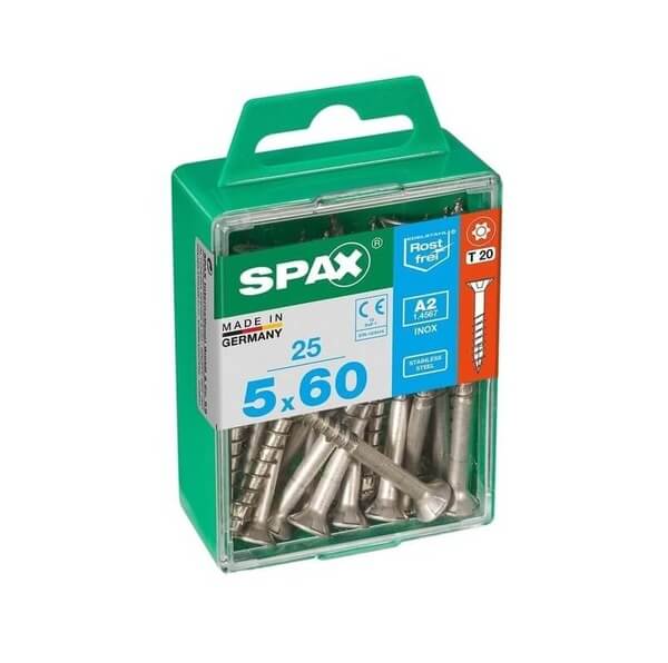 SPAX S-Steel T-STR F-CSK Screws 5.0x60mm (25)