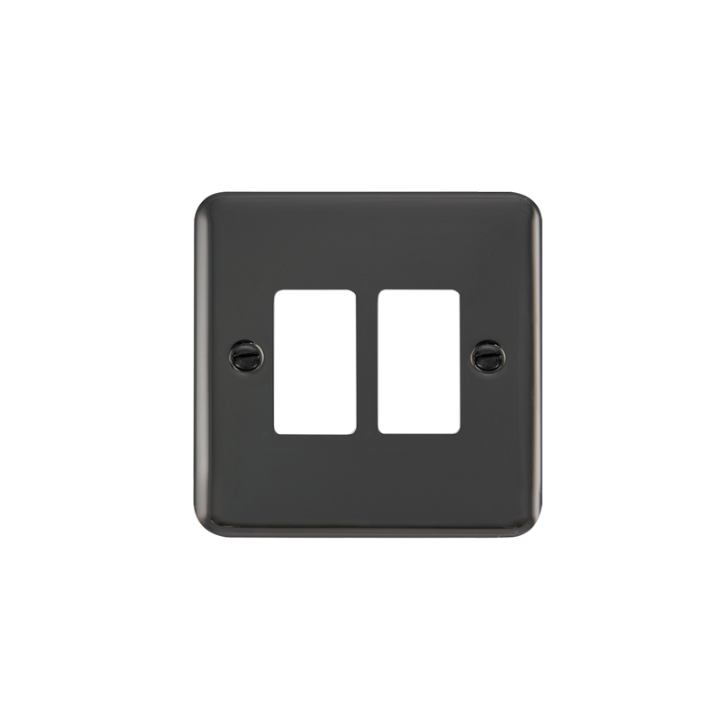 Click GridPro Deco Plus 2 Gang Frontplate Black Nickel