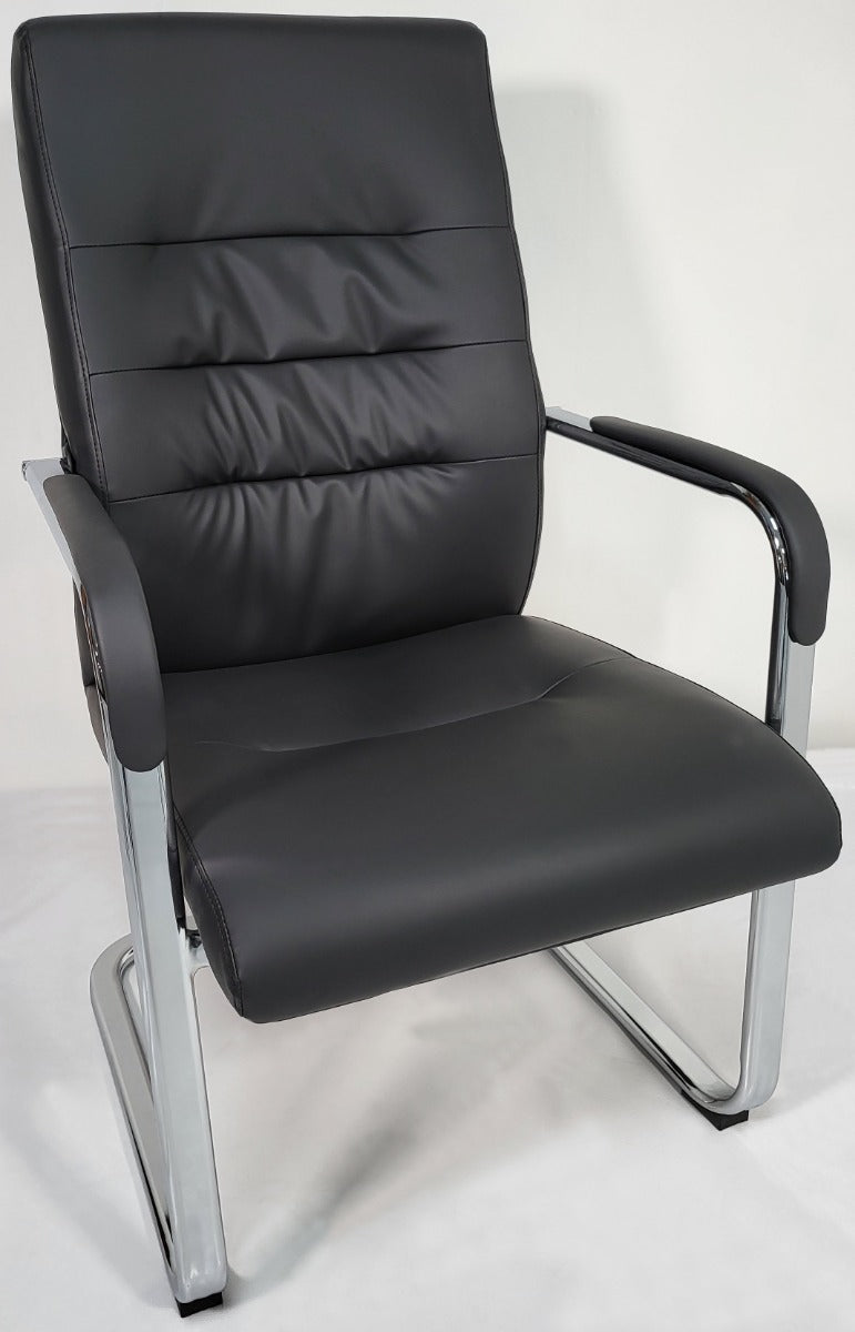 Modern Black Leather Cantilever Visitors Chair - C019 North Yourkshire