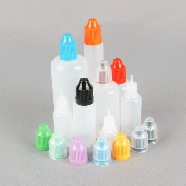 Child Resistant Plastic LDPE Dropper Bottles Thin Plug 