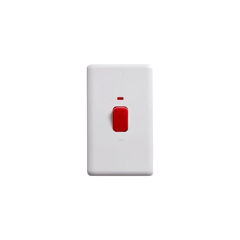 Deta Vimark Curve 50A DP Tall Switch with Red Rocker & Neon