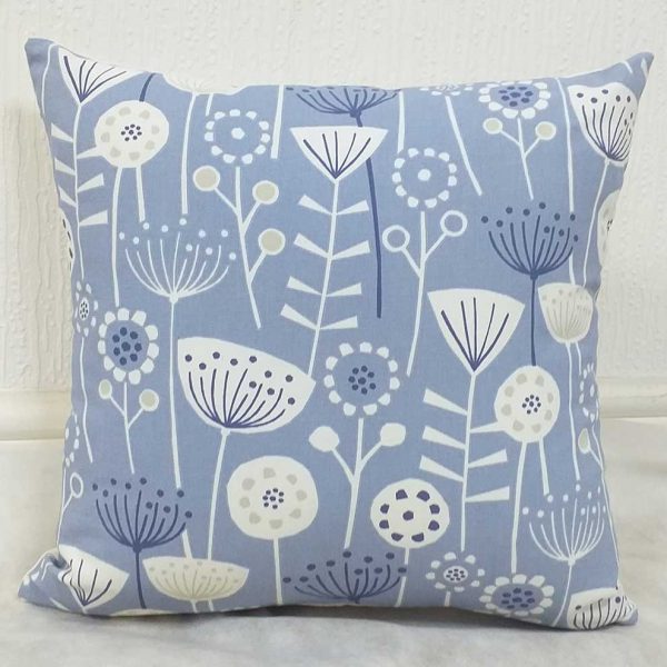 Blue Dandelion Flower Scatter Cushions Blue / White. 16 to 24 inch