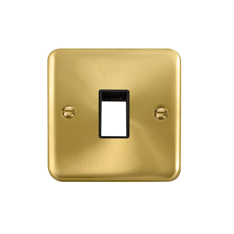 Click Deco Plus MiniGrid 1 Aperture Face Plate Satin Brass Black Inserts