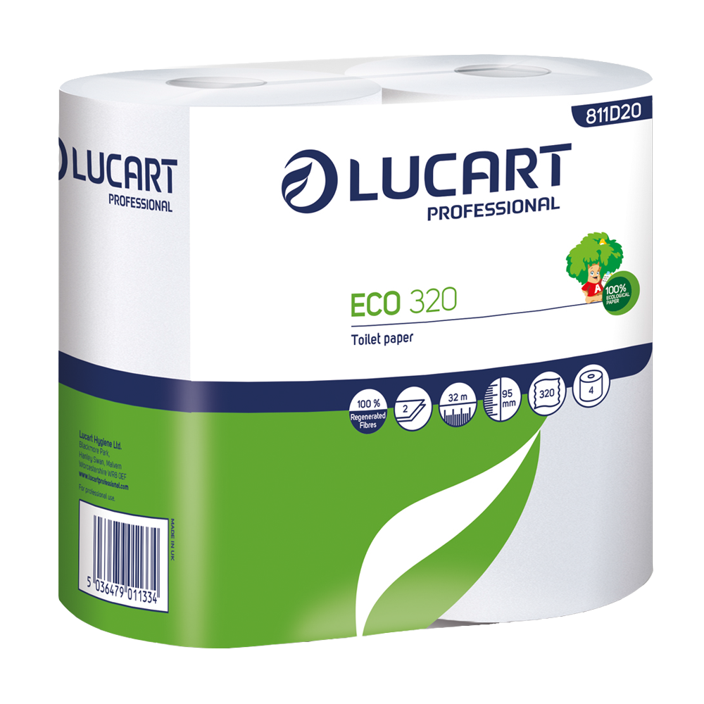 High Quality Recycled Toilet Rolls 2Ply 320 Sheets 36 Rolls For Schools