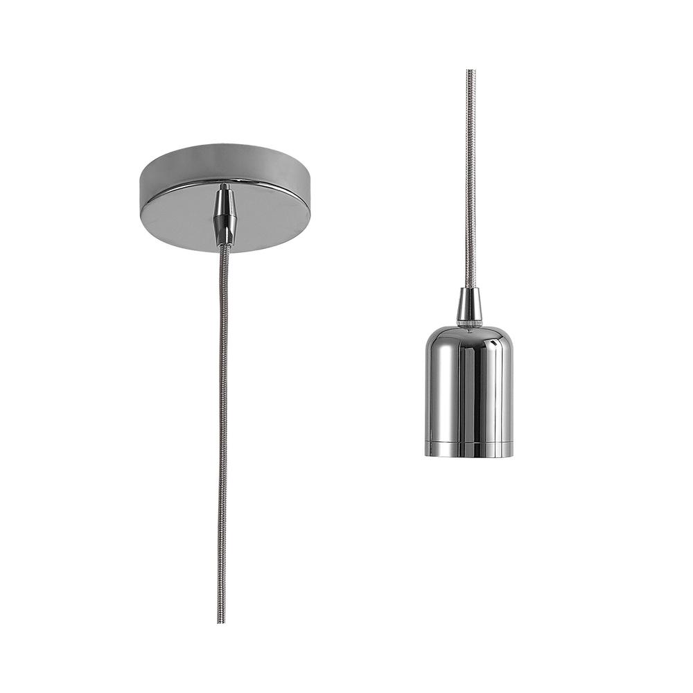 Luxuria Glorelle 2m Suspension Kit Chrome/Silver Braided Cable E27 c/w Ceiling Bracket & Deeper Shade Ring