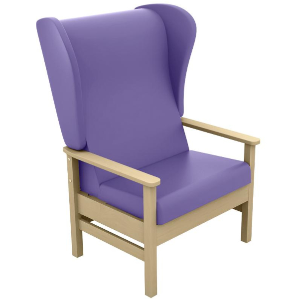 Atlas High Back Bariatric Arm Chair with Wings - Lilac