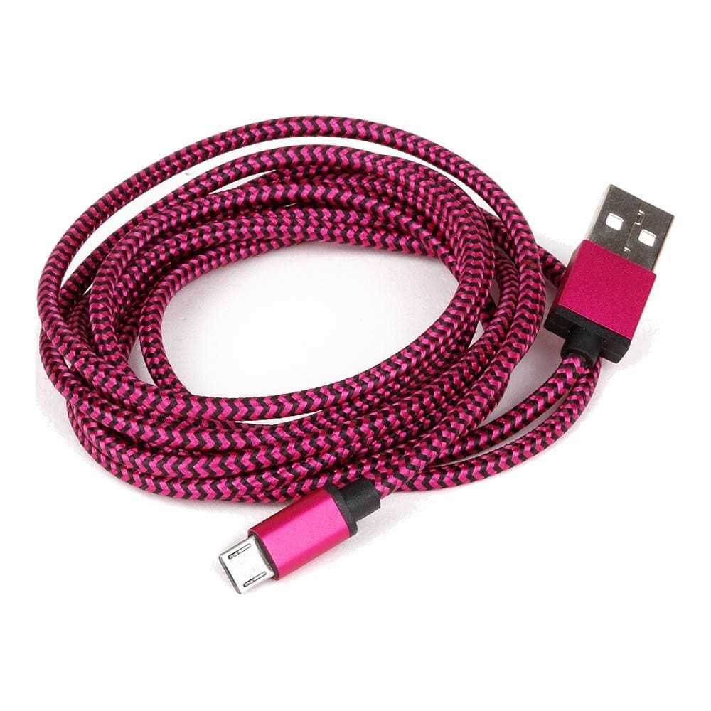 USB Cable 2m Braided Pink (Type A-Micro B)