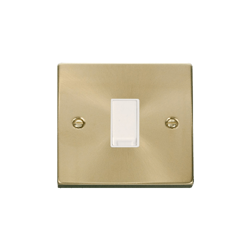 Click Deco 1 Gang Intermediate 10AX Switch Satin Brass White Inserts