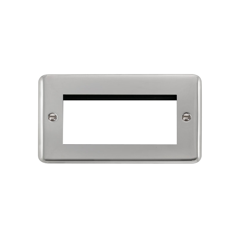 Click Deco Plus New Media 4 Aperture Face Plate Polished Chrome