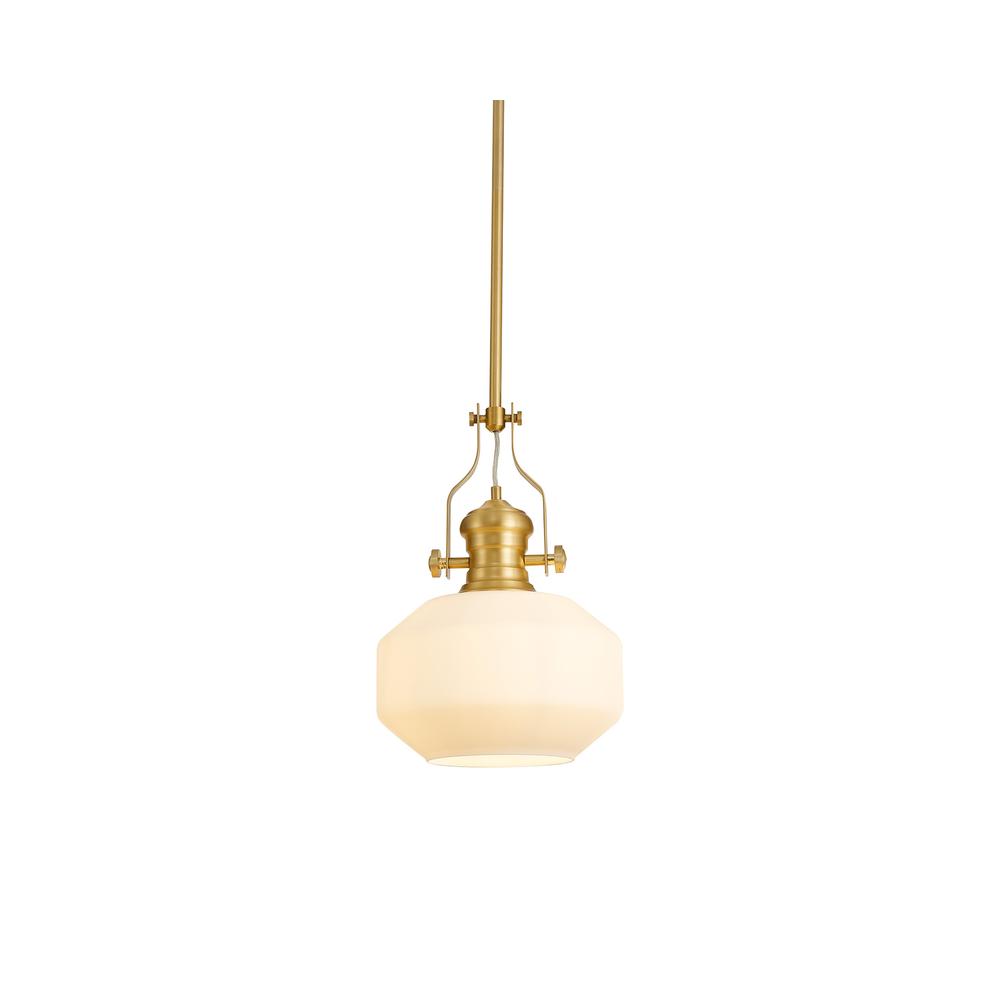 Luxuria Serena 30cm Single Pendant Light E27 Round Champfered Glass Satin Gold / Opal