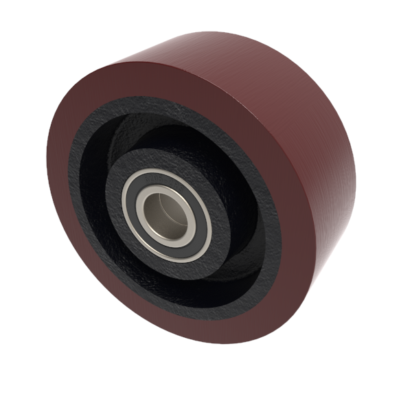 Polyurethane Cast Iron 250mm Ball Bearing Wheel 1200kg Load