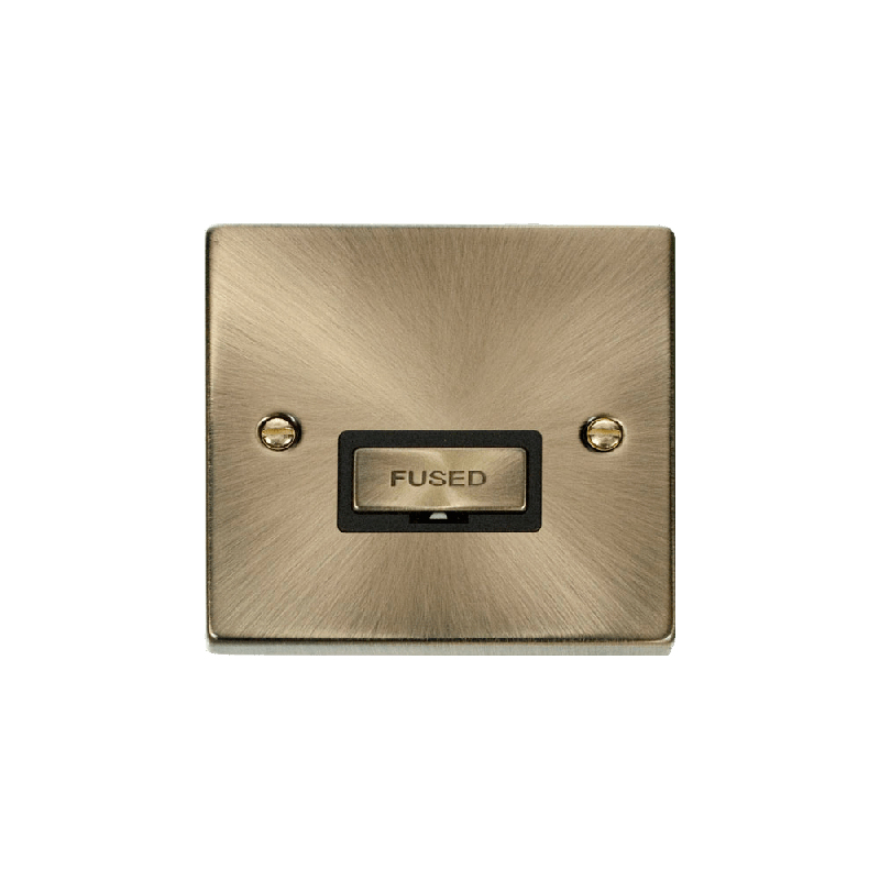 Click Deco 13A Fused 'Ingot' Connection Unit Antique Brass Insert Black