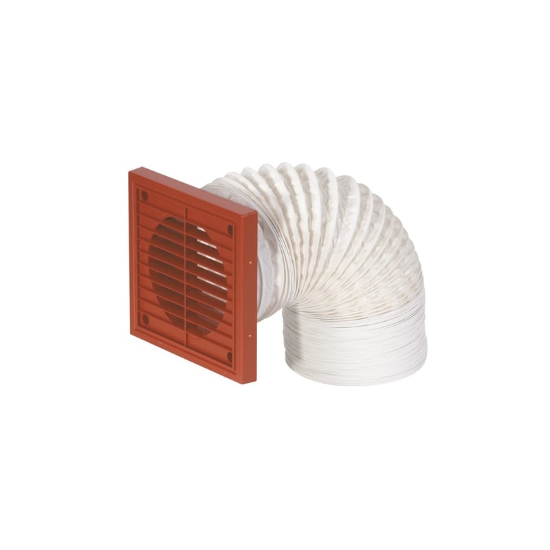 Airflow 3m x 100mm Flexible Ducting with Square Grille Terracotta