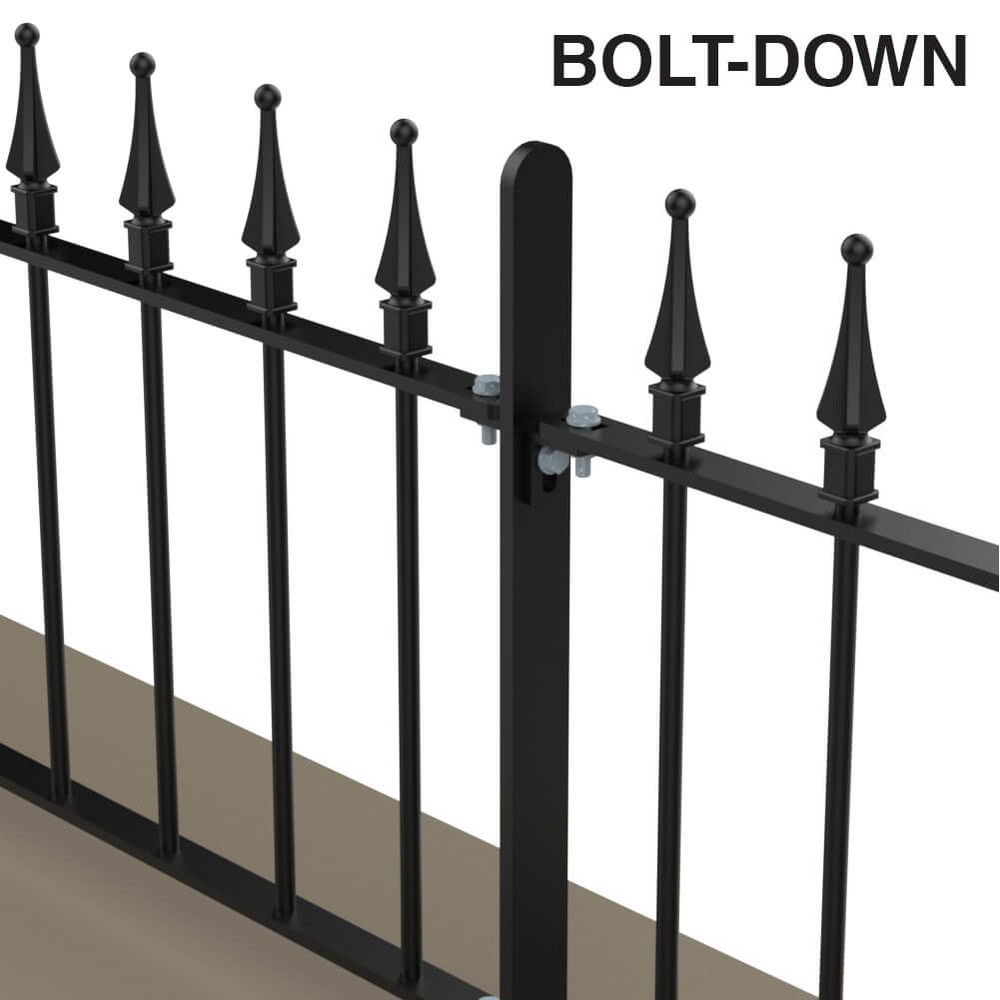 Black Powder Coated 500mm Forest Railhead Bolt Down Fence with 12mm Bars