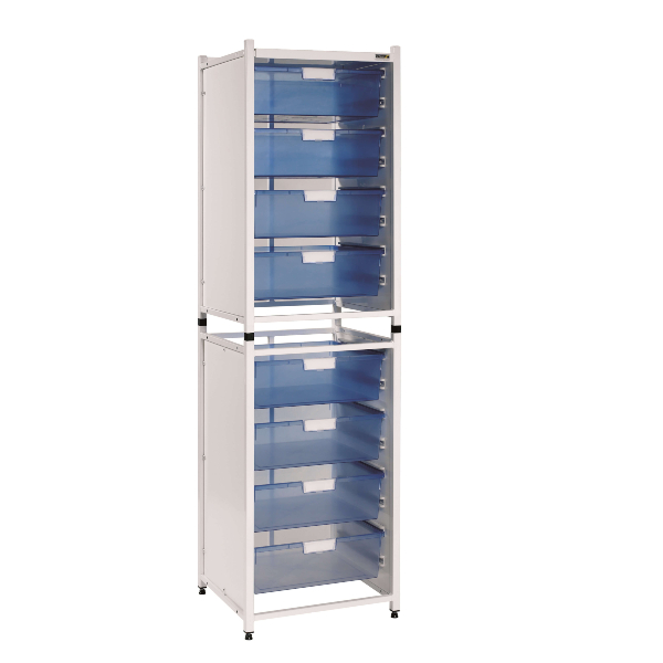 High Level Storage System with 8 Deep Trays - Blue