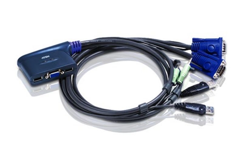 CS62U - ATEN - 2 port Cable Integrated USB Cable KVM Switch with Speaker Support *SPECIAL OFFER*