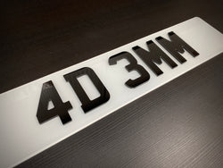 4D 3mm Number Plate Letters UK