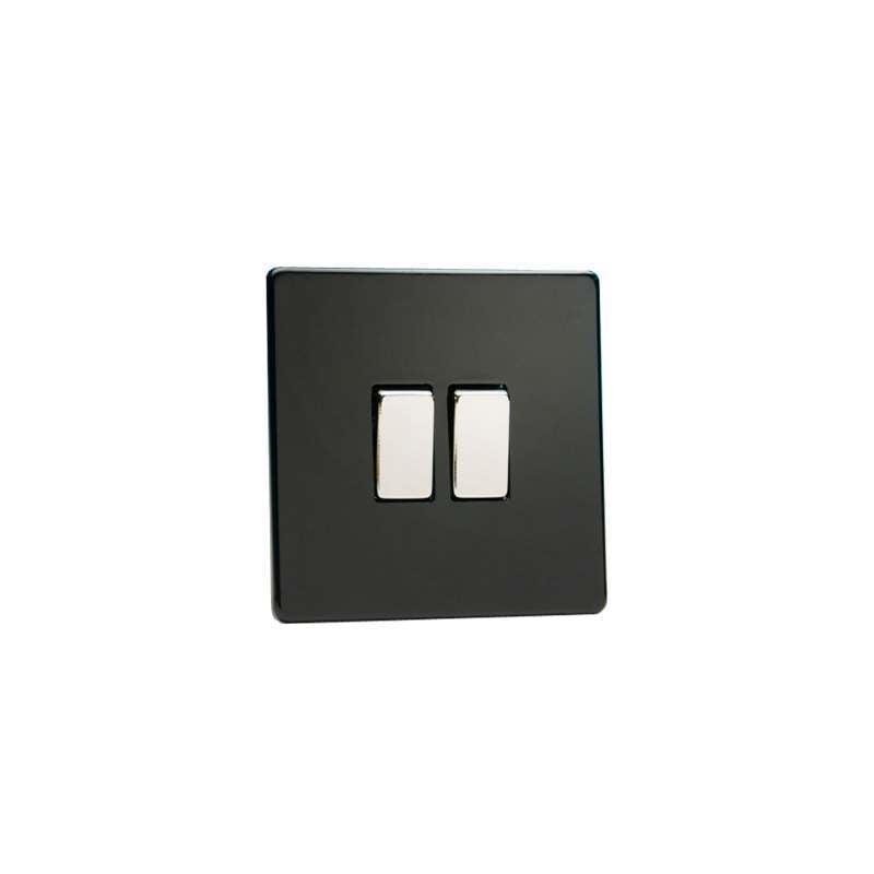 Varilight Screw Less Flat Plate Switch 2G Premium Black