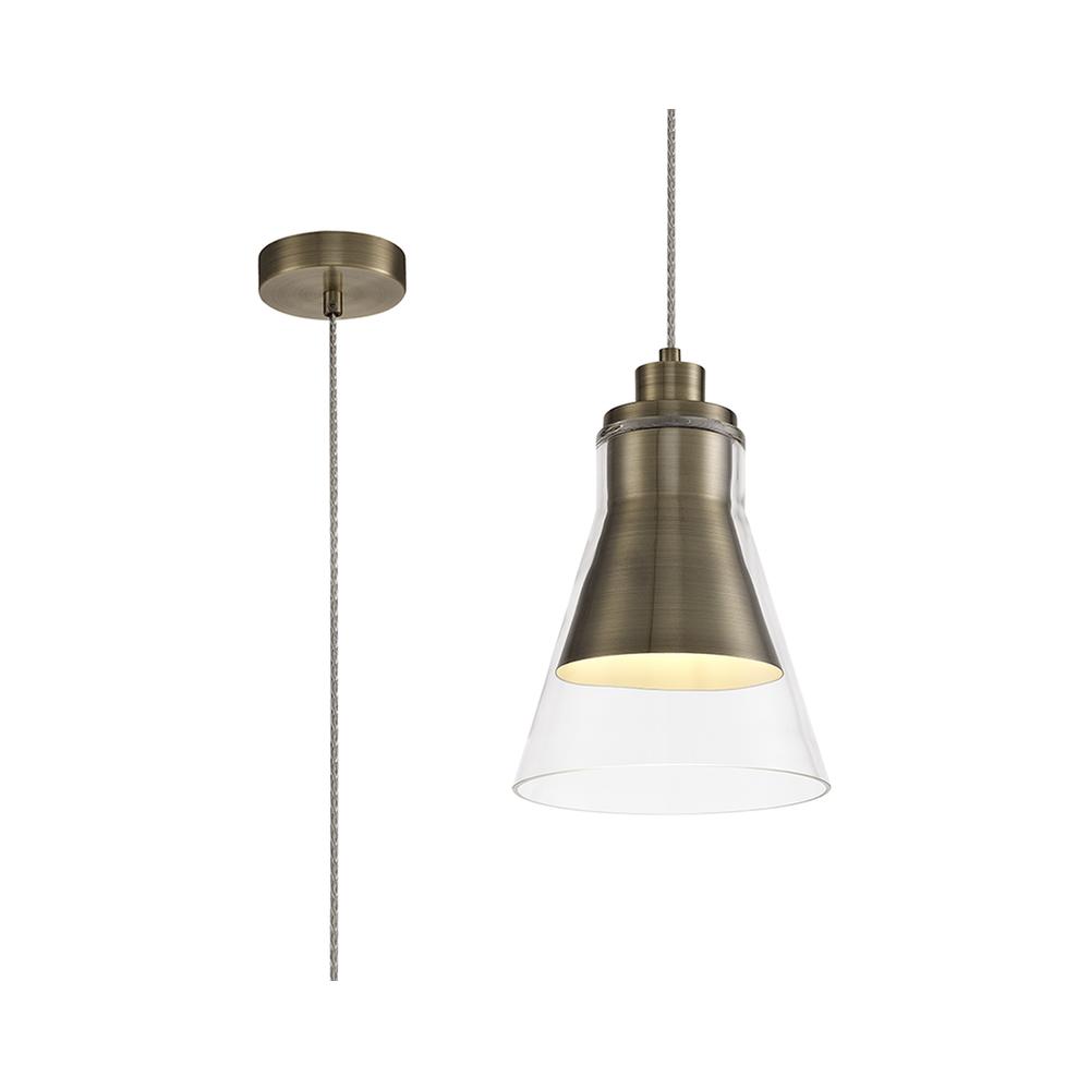 Luxuria Helix 20cm Pendant Light E27 Antique Brass/Clear Glass