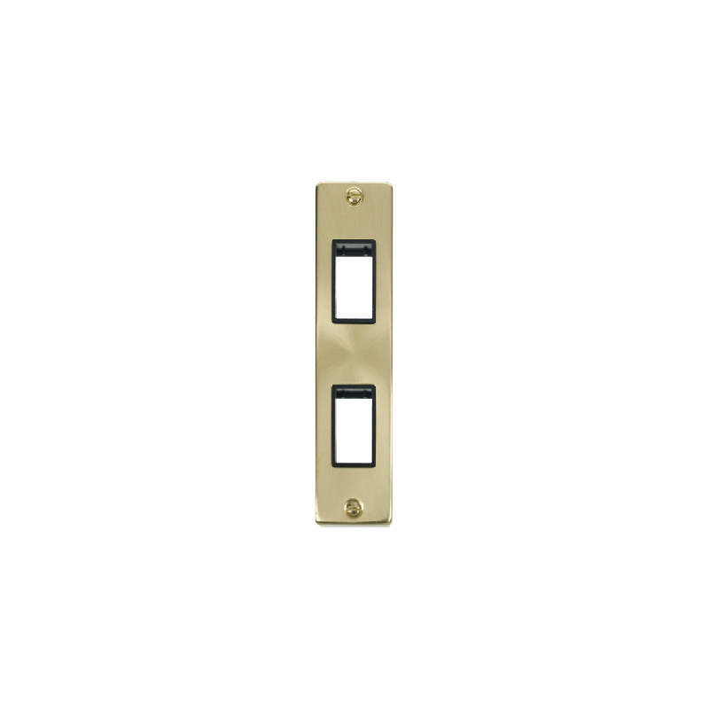 Click Deco 2G MiniGrid Double Aperture Unfurnished Architrave Plate Satin Brass Black Inserts