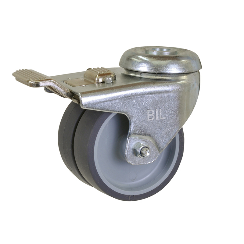 Grey Rubber Bolt Hole Swivel Castor Brake 75mm 90kg Load