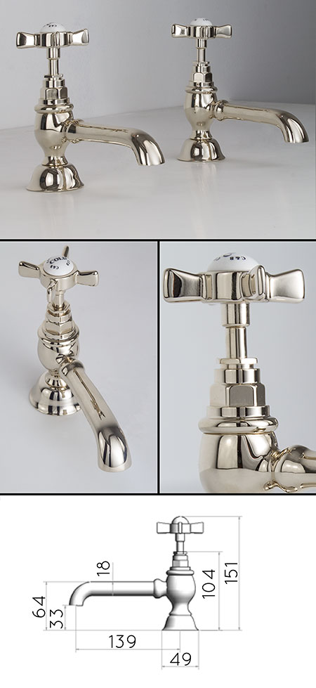 Nickel Classic Bath Pillar Taps (49EE)