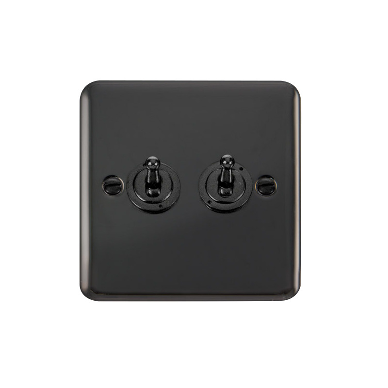 Click Deco Plus 2 Gang Toggle Switch Black Nickel