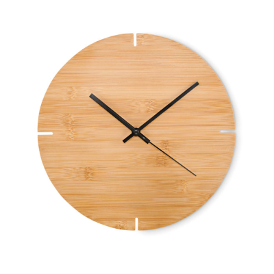 ROUND SHAPE BAMBOO WALL CLOCK in Brown.