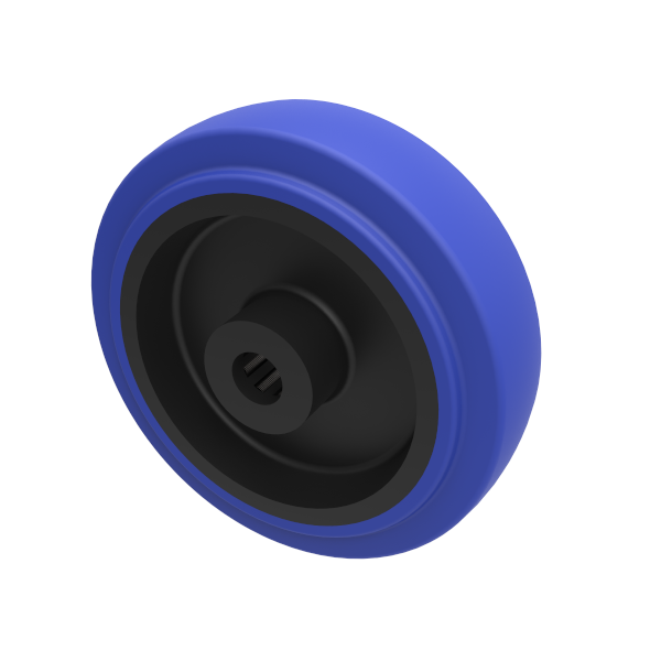 Blue Elastic Rubber 65ShoreA 150mm Roller Bearing Wheel 300kg Load