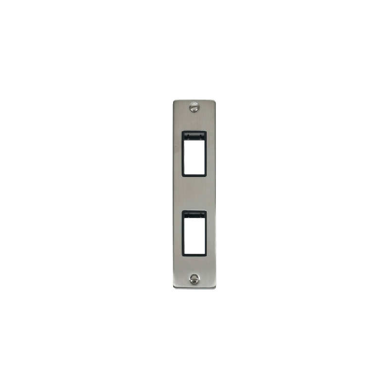 Click Deco 2G MiniGrid Double Aperture Unfurnished Architrave Plate Stainless Steel Black Inserts