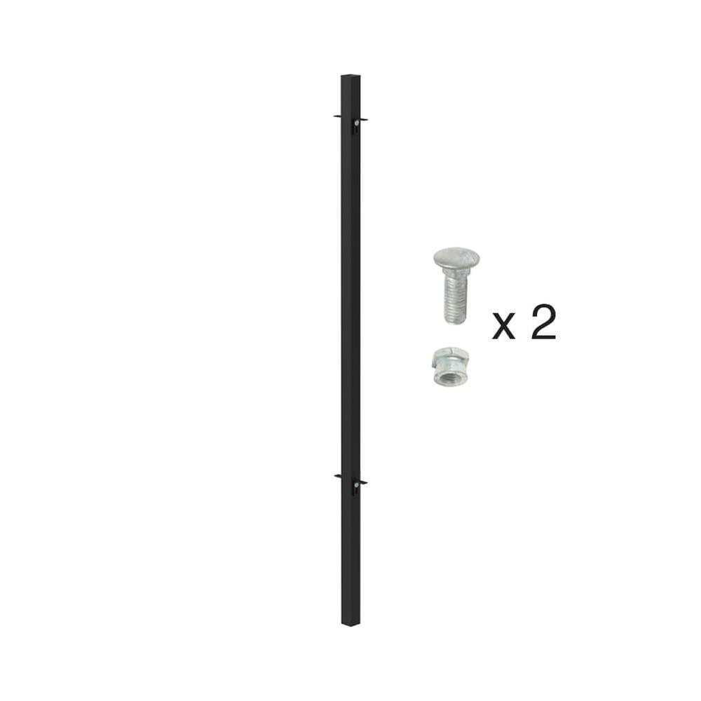 1200mm High Concrete In Mid Post - Includes Cleats & Fittings - Black