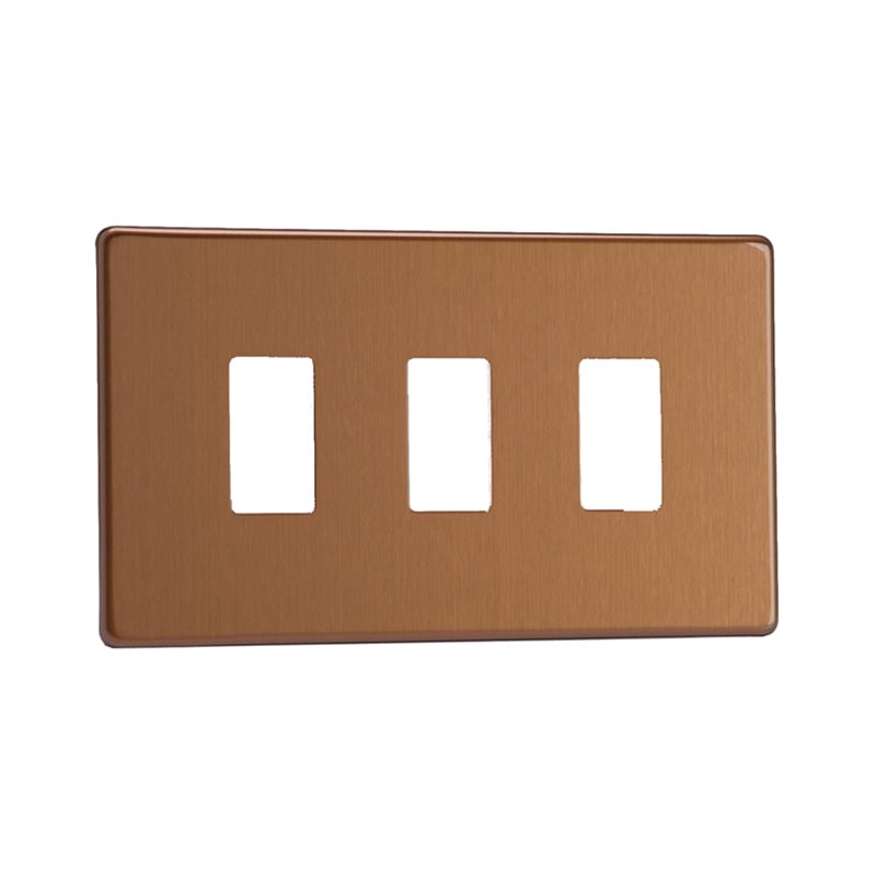 Varilight Urban 3G Plate Brushed Bronze with Yoke Twin Plate Screw Less Plate