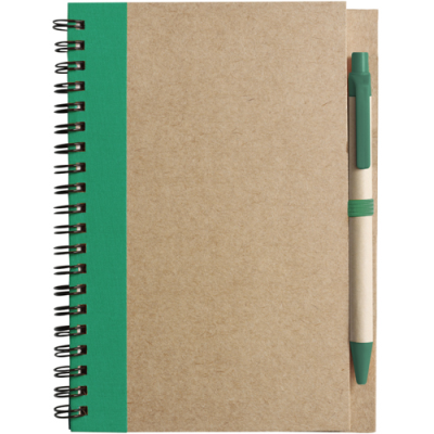 THE NAYLAND - CARDBOARD CARD NOTE BOOK with Ball Pen in Green.