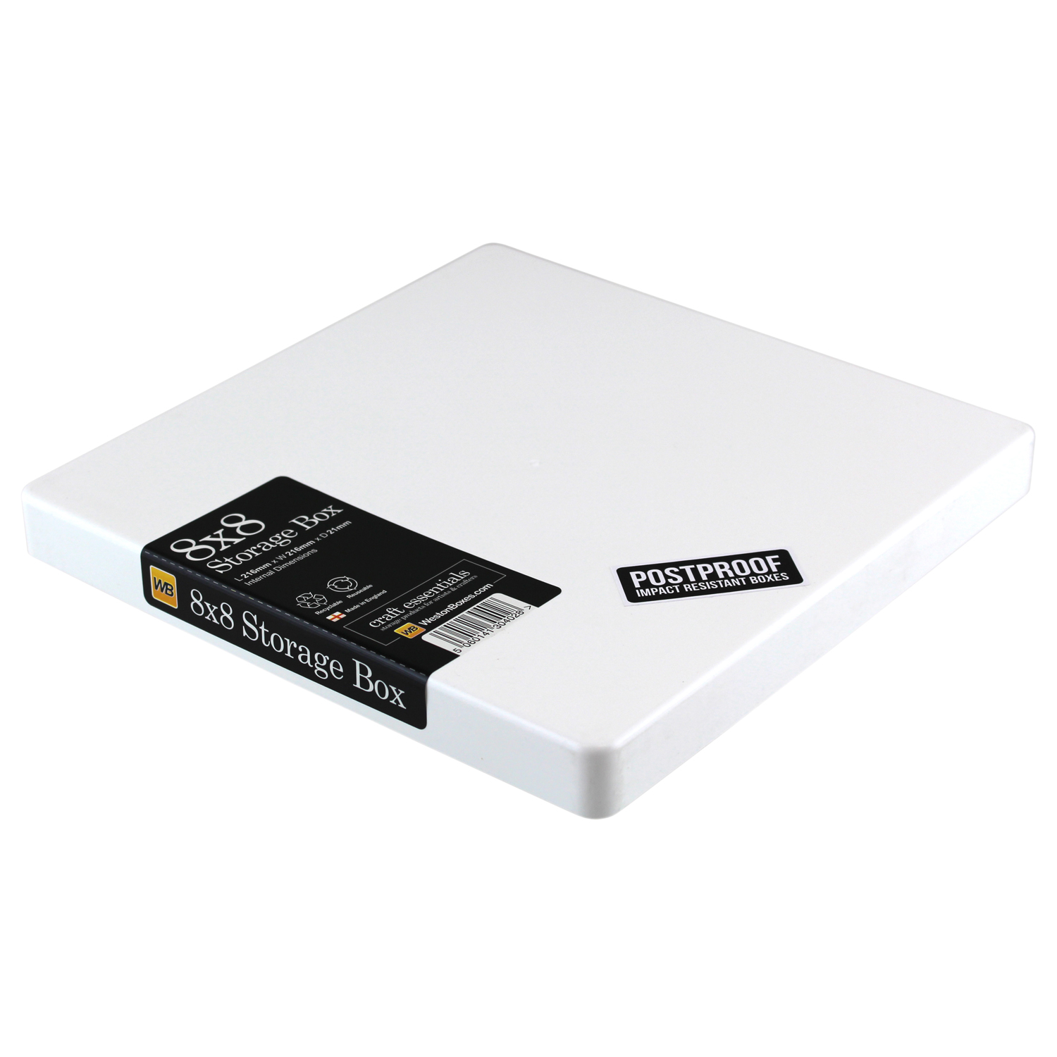 8x8 Inch Paper Pad Storage Box, White, Opaque, TOUGH - Trade