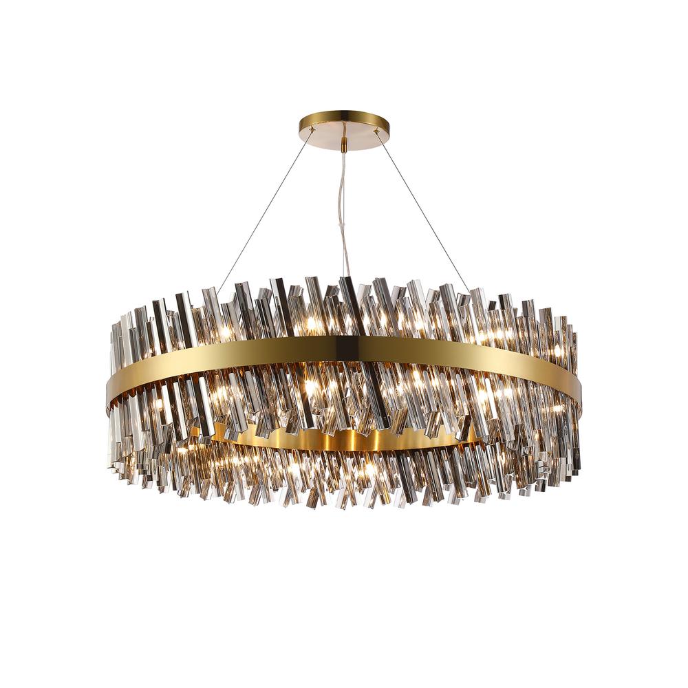 Luxuria Sylph 1m 32 Light G9 Pendant Round Brass / Smoke