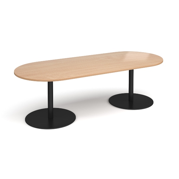 Eternal Radial End Boardroom Table with Black Legs 8 People - Beech